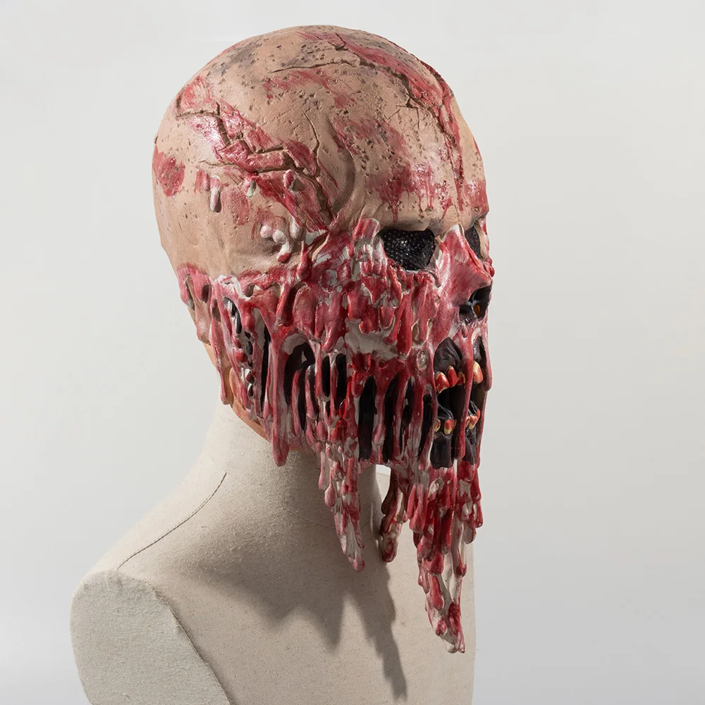 Horror Bloody Skull Mask Cosplay Scary Skeleton Full Face Latex Masks Helmet Halloween Party Costume Props 3