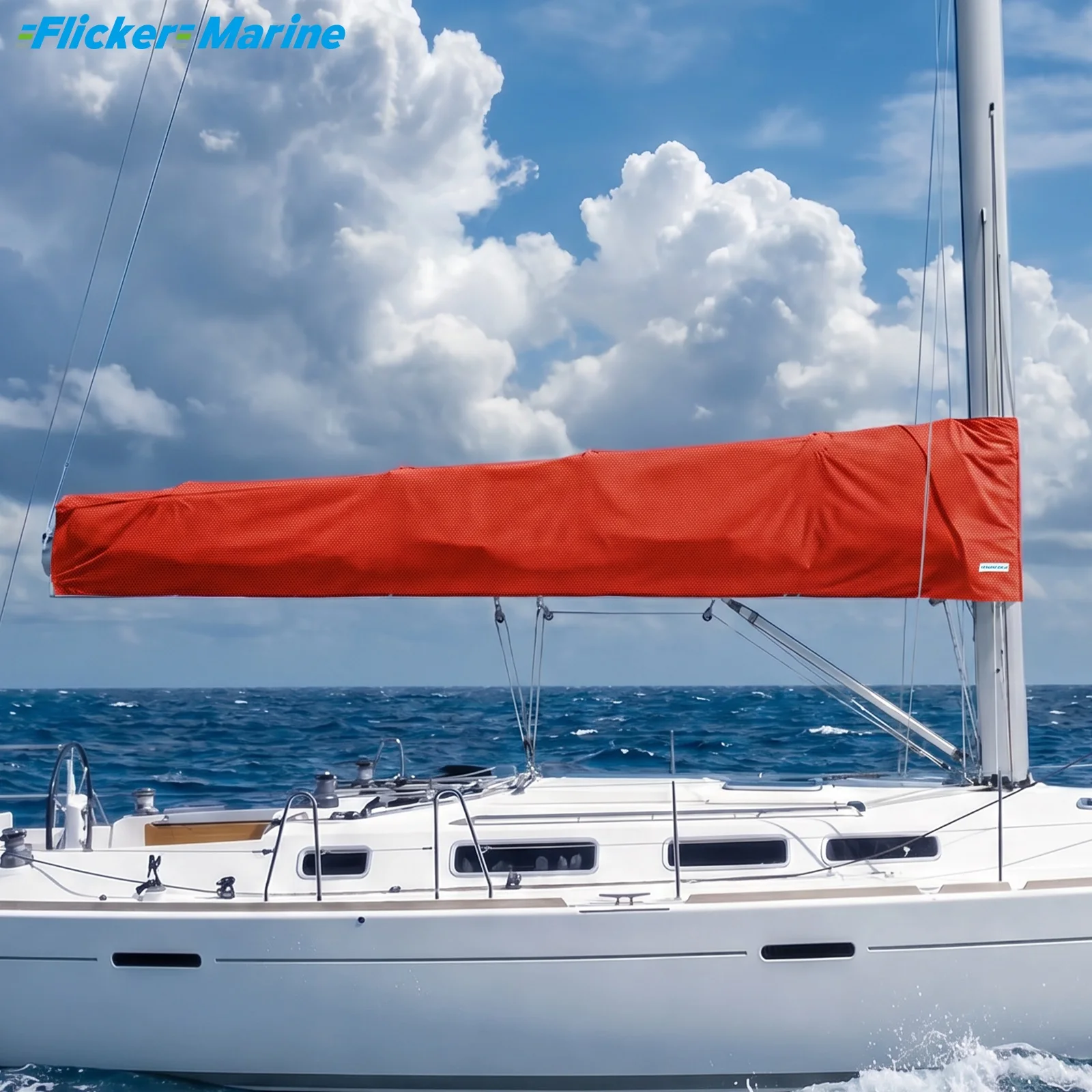 Flicker Colorful Standard Mainsail Boom Cover, Polyester Sailboat Boom Protector, UV Resistant, Reinforced Stitching, 10 Sizes