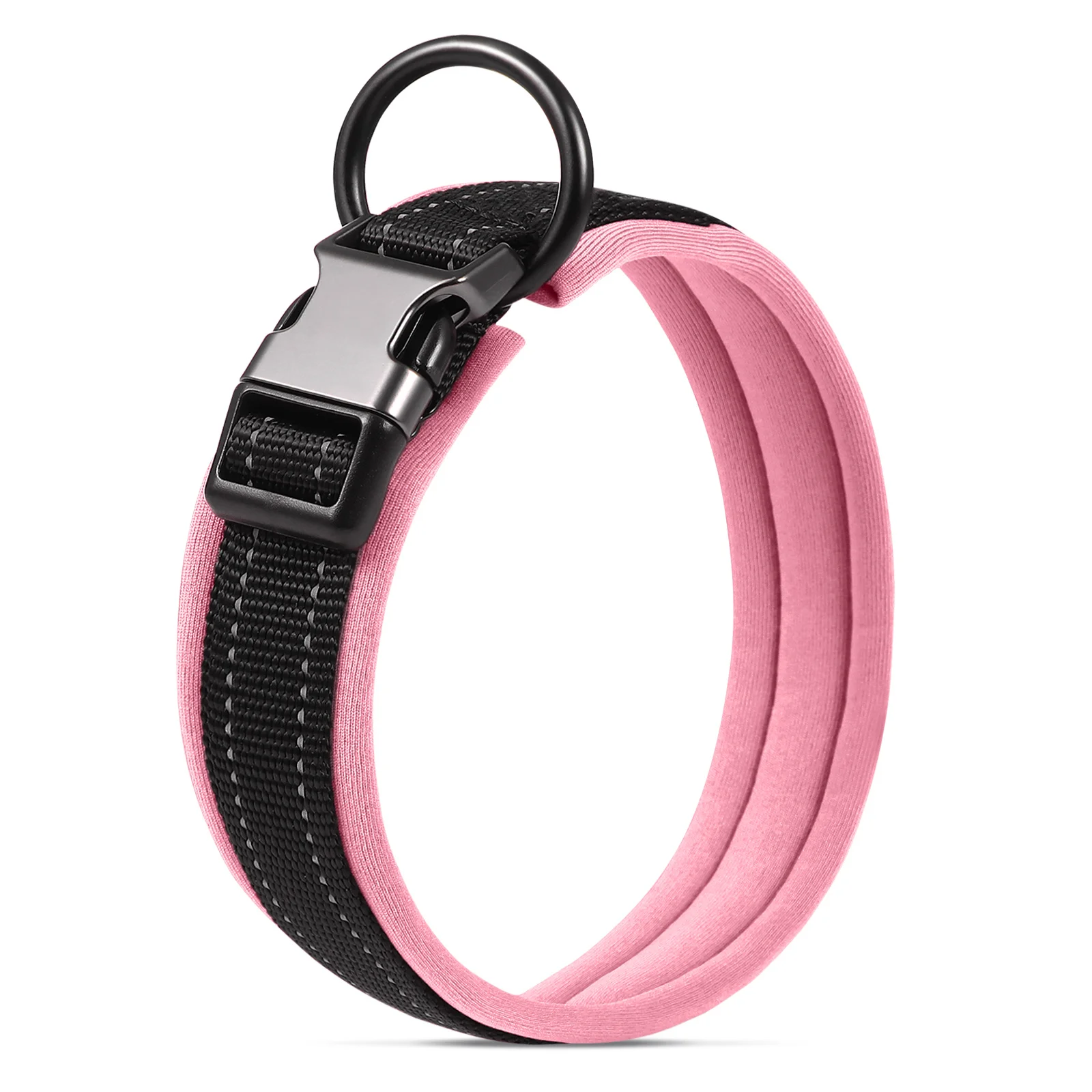 

Adjustable Reflective Dog Collar Anti-Lost Size L Pink Quick Release Buckle Comfortable Fit Pet Accessory for Walking Small