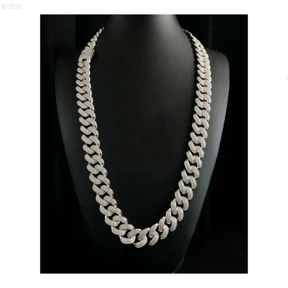 

Arrival Miami Cuban Link Chain Vvs Moissanite Diamond Stubbed 925 Sterling Silver White Gold Plated