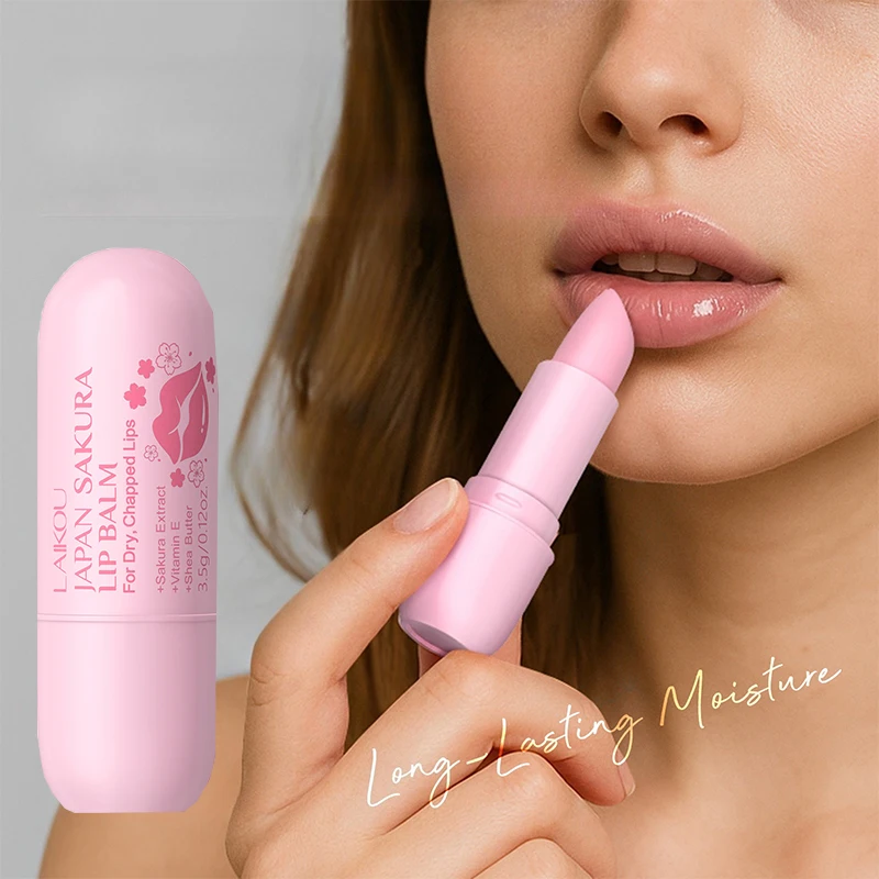 

LAIKOU Lip Balm Fades Lip Pattern Moisturizing Hydrating Contains Vitamin E Fruit Flavor Temperature Changing Lipstick Skincare