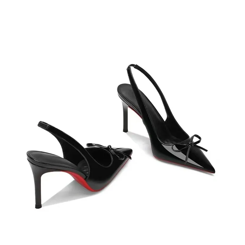 Stiletto Summer Versatile Bow High Heel Sandals Not Tired Feet One Word Strap Women Plus Size Single Shoes