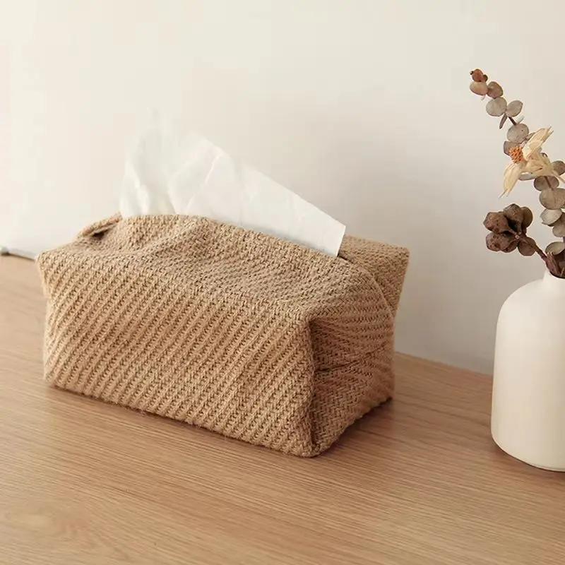 Nordic Cotton Linen Cloth Art Tissue Box Holder Car Tissue Holder Desk Table Napkin Holder Home Decor Handkerchief Box Gift