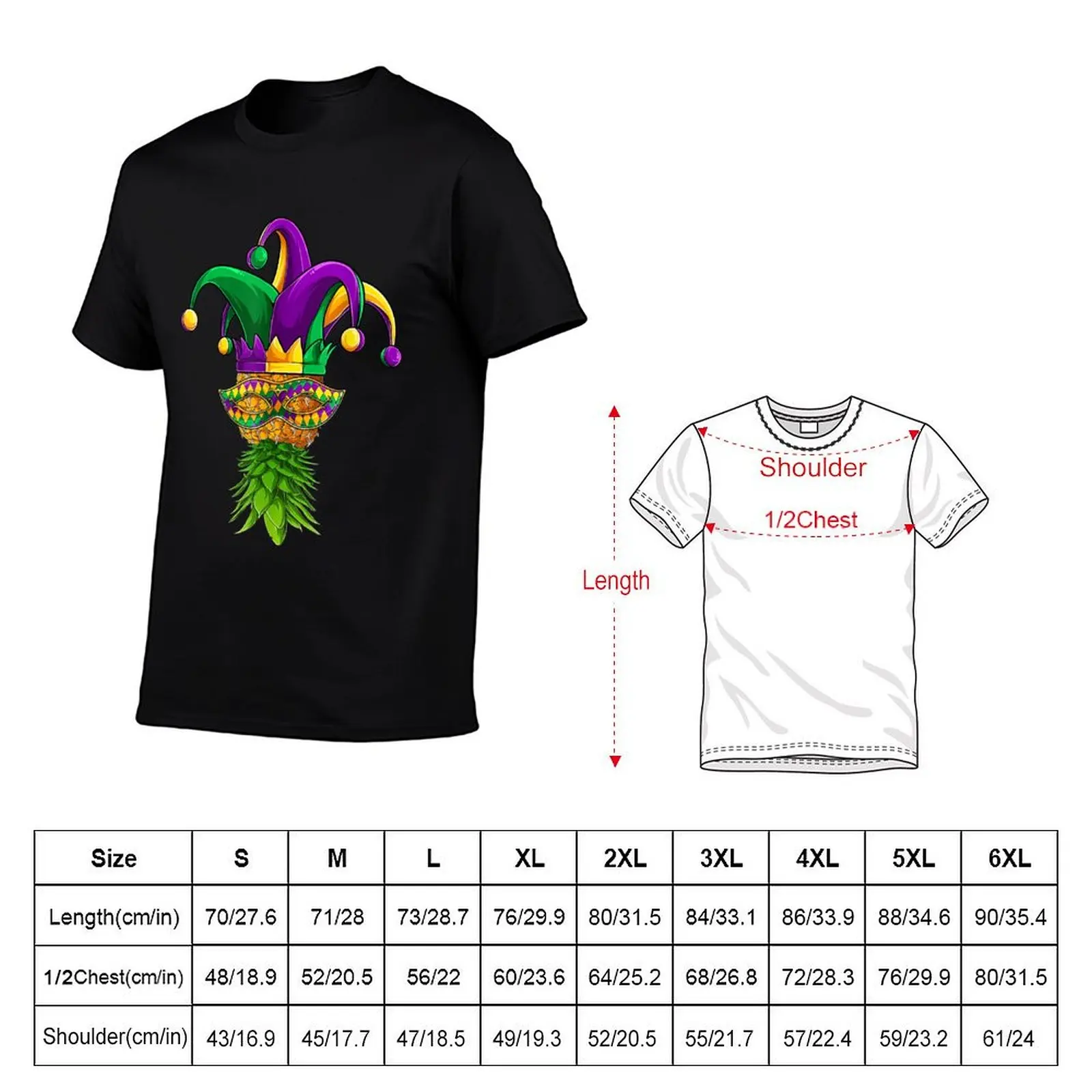 Upside Down Pineapple Mask Mardi Gras Kids Men Women T-Shirt Plus Size Basic Cotton T-Shirt