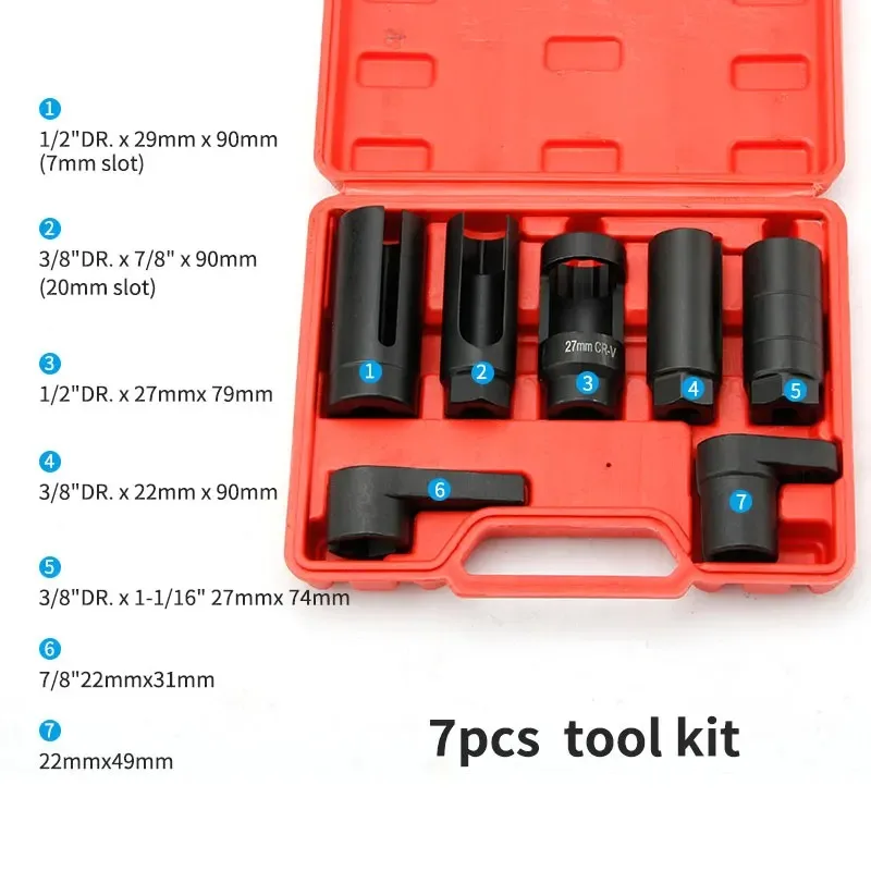 7-piece automatic oxygen sensor socket disassembly and installation offset vacuum sensor wrench thread chassis tool kit
