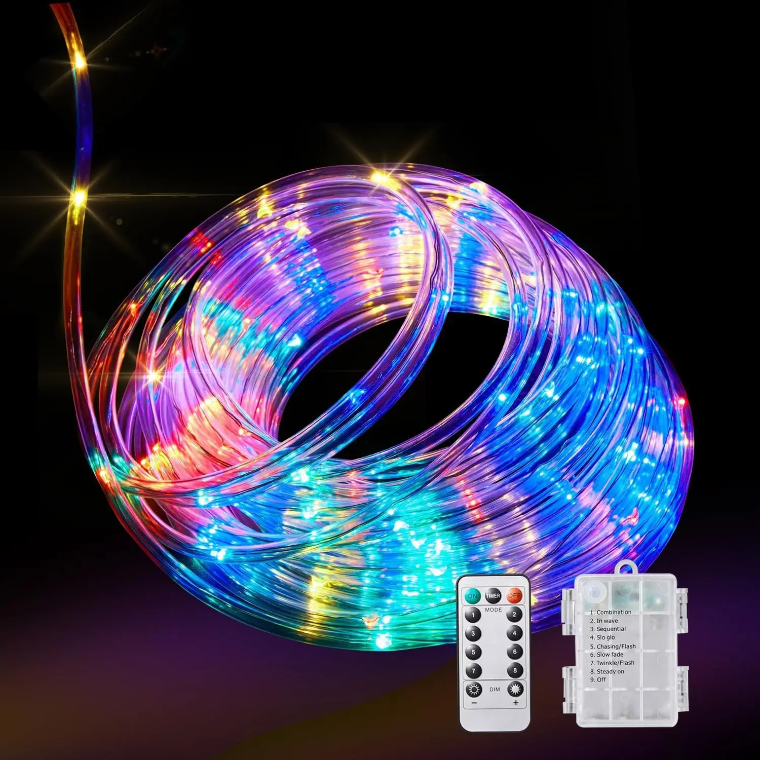 Led Rope Lights Battery Operated Outdoor/Indoor Waterdichte Fairy String Tube Lights 8 Modes Afstandsbediening W/Timer