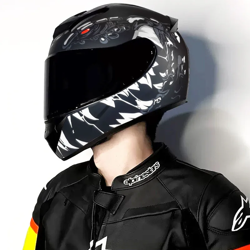 Hochfester Bauch helm Voll gesichts helm Herren-und Damen helme Motorrad Elektroauto-Schutzhelm mit HD-Antibes chlag linse