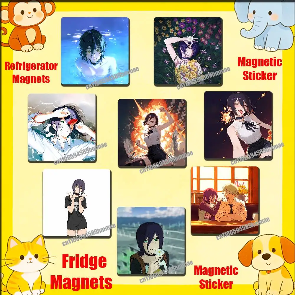 

For C-Chainsaw Man Reze Arc Fridge Freezer Refrigerator Magnets Metal Cabinet Magnetic Sticker Cover Home