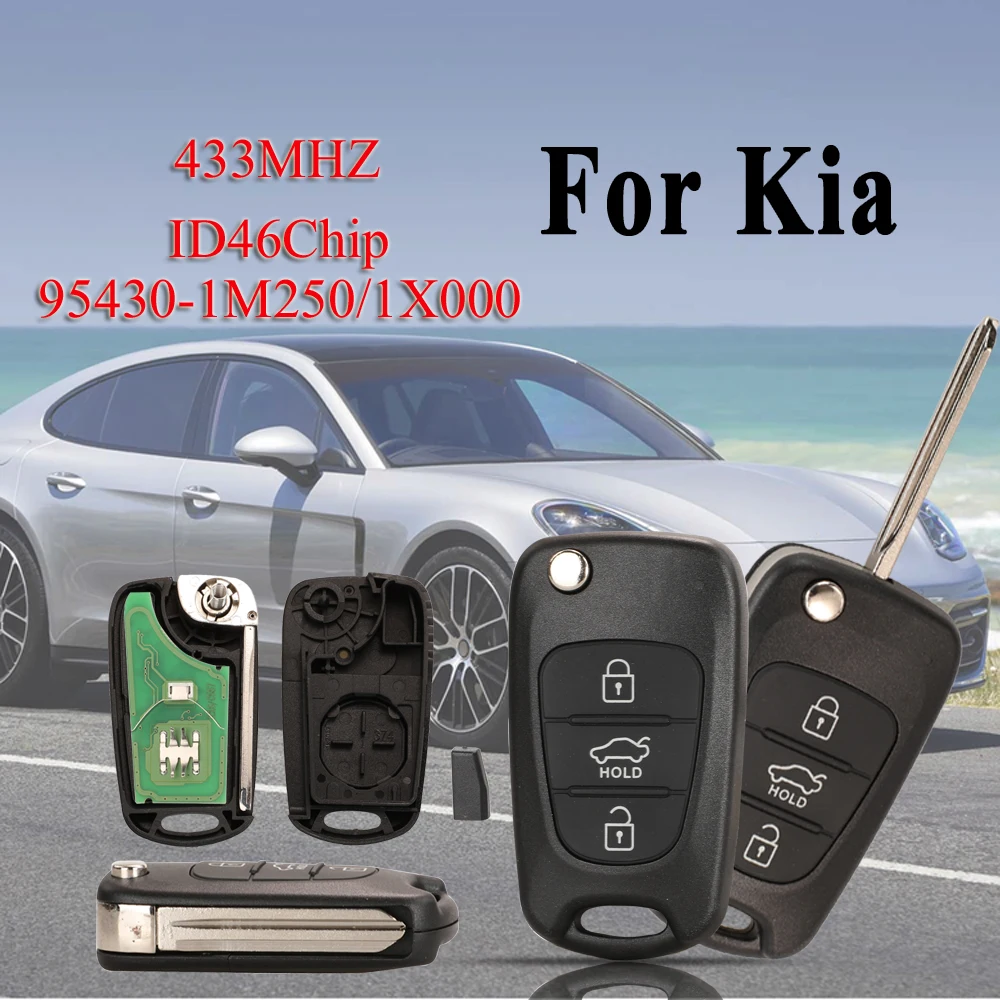 

Jingyuqin 95430-1X000/1M250 433 МГц FSK ID46Chip 3 кнопки складной пульт дистанционного управления автомобильный ключ для Kia CERATO ORTE SHUMA 2010-2013