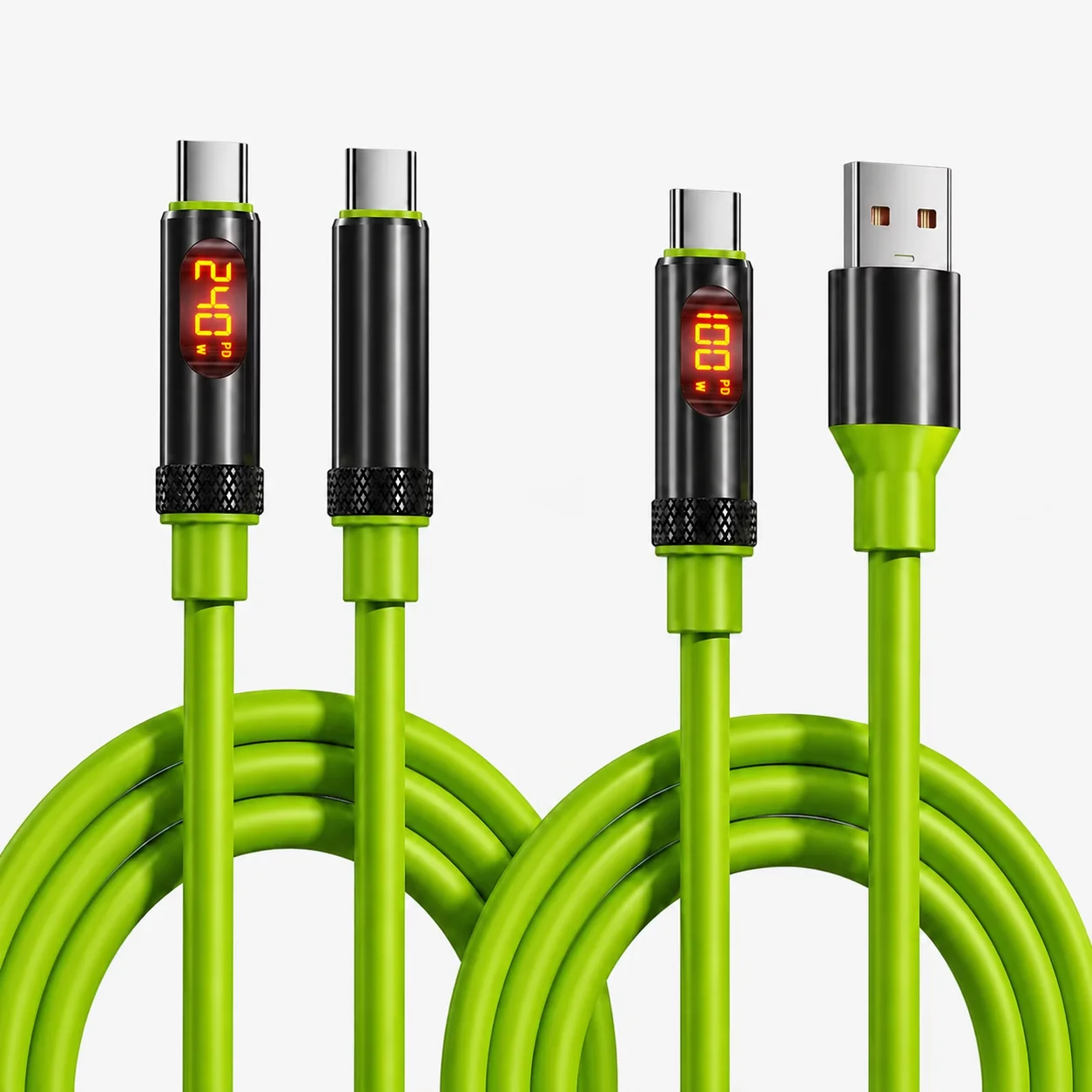 LED-Display USB-C Schnellladekabel 100W 240W, USB-A auf Typ-C und USB-C auf USB-C Datensynchronisationskabel für Handys Laptops Tablets