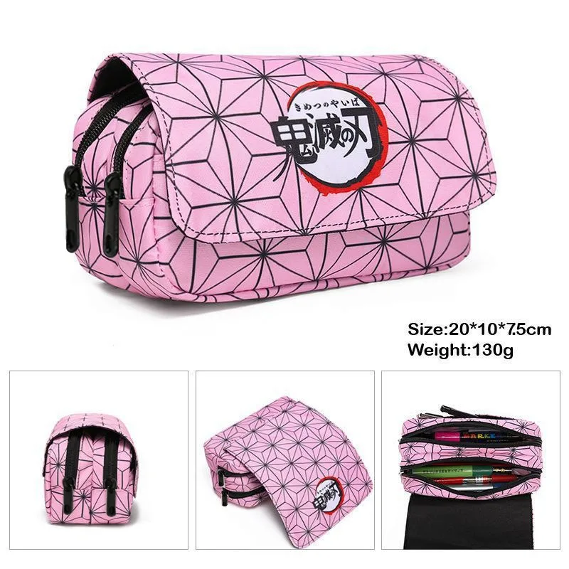 1PCS Demon Slayer  Anime Pen Bag Student Storage Bag Tanjirou Nezuko Zenitsu Giyuu Cartoon Pen Box Cute Boys Girls Pencil Case view 6