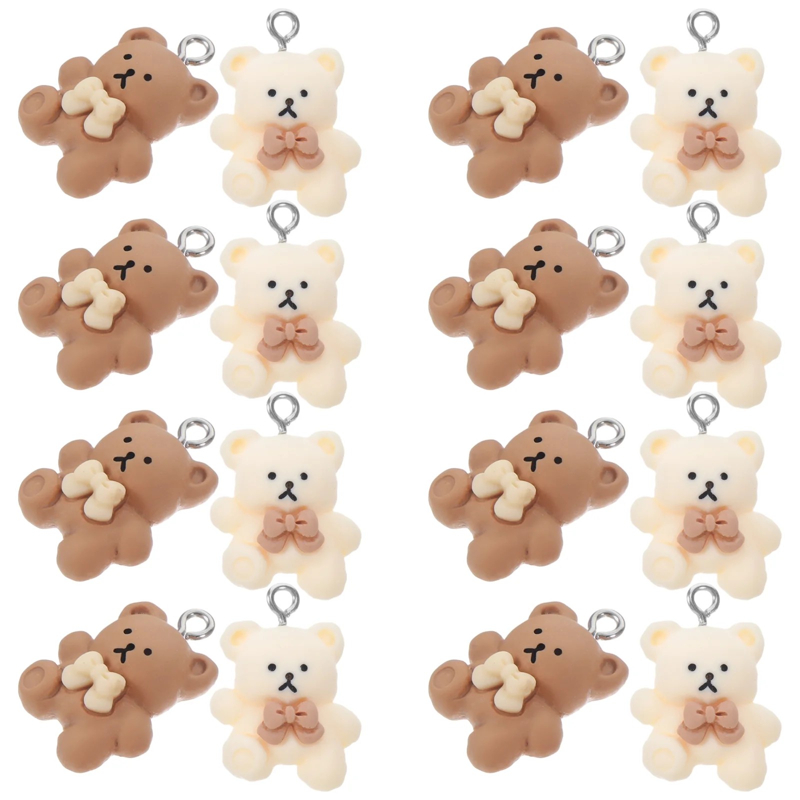 

24 Pcs Milk Tea Color Bear Pendant Resin Charms Keychains Necklace Small for Jewelry DIY Making