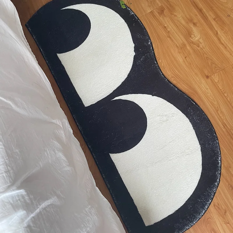 1 Stück Kunst-Design-Bereich-Teppich, niedlicher Augenmuster-Teppich, Nachttisch-Dekorationspad, schwarz-weiß geformter Teppich, waschbare Deckenunterlage