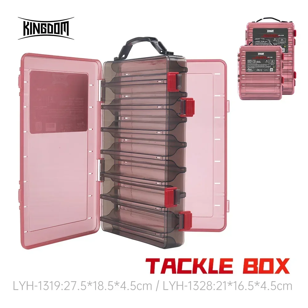 

Kingdom Fishing Tackle Box 14 Compartments 27.5*18.5*4.5cm Double Side High Strength Plastic Lure Tackle Box Storage Fishing Box