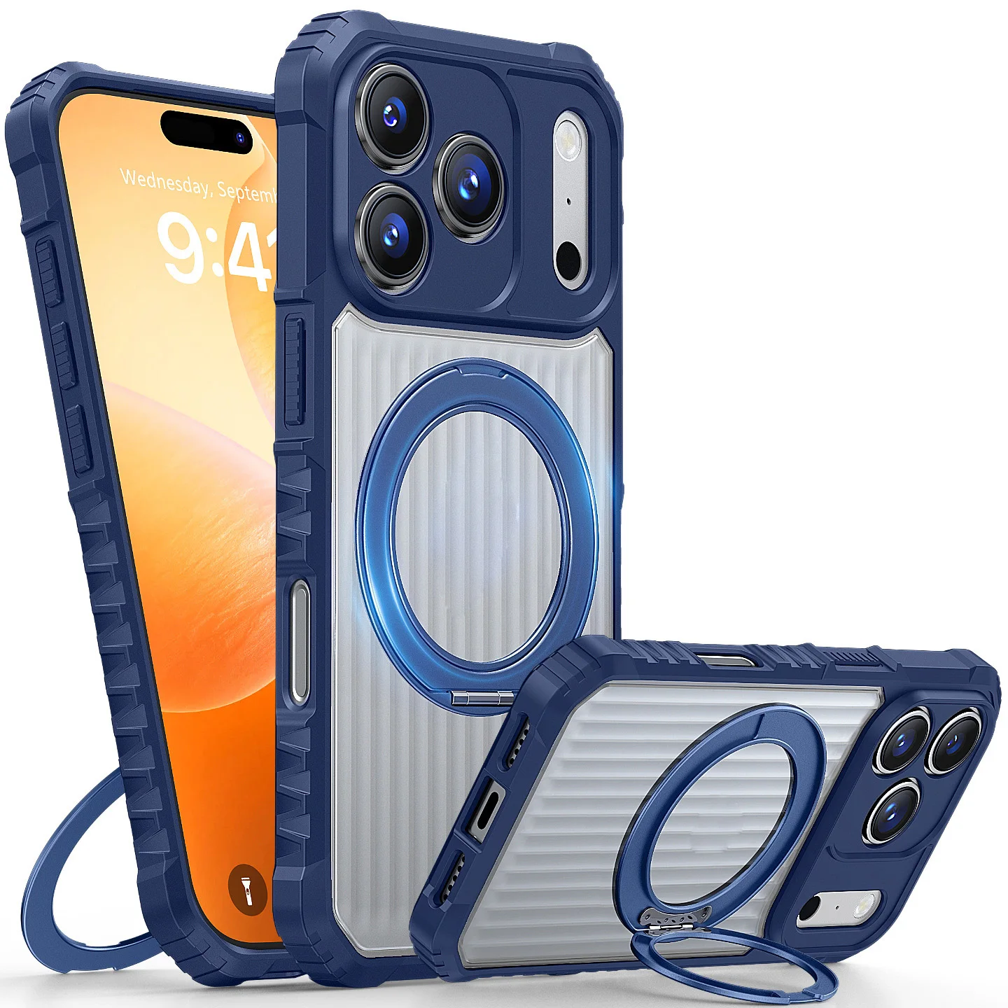 

Чехол с магнитным кольцом-подставкой для iPhone 17 Pro Max/Pro/Air/17, ударопрочный, текстурированный, противоскользящий, тонкий, гофрированный, с гальваническим покрытием, военно-промышленного класса