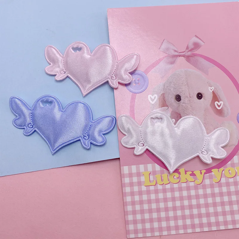 50 Stück 7*3,8CM Doppelseitige Herz-Engelsflügel-Applikationen für DIY Haarspangen-Zubehör, Kleidung, Kopfbedeckungen, Taschendekoration, Aufnäher – Detail 4