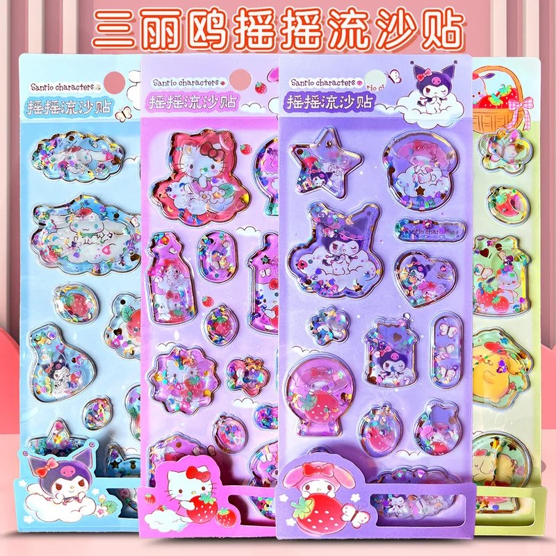 

4pcs Kuromi Shake Water Stickers My Melody Shiny Three-Dimensional Cartoon Children'S Stickers Princess Girl Handmade Diy Toys