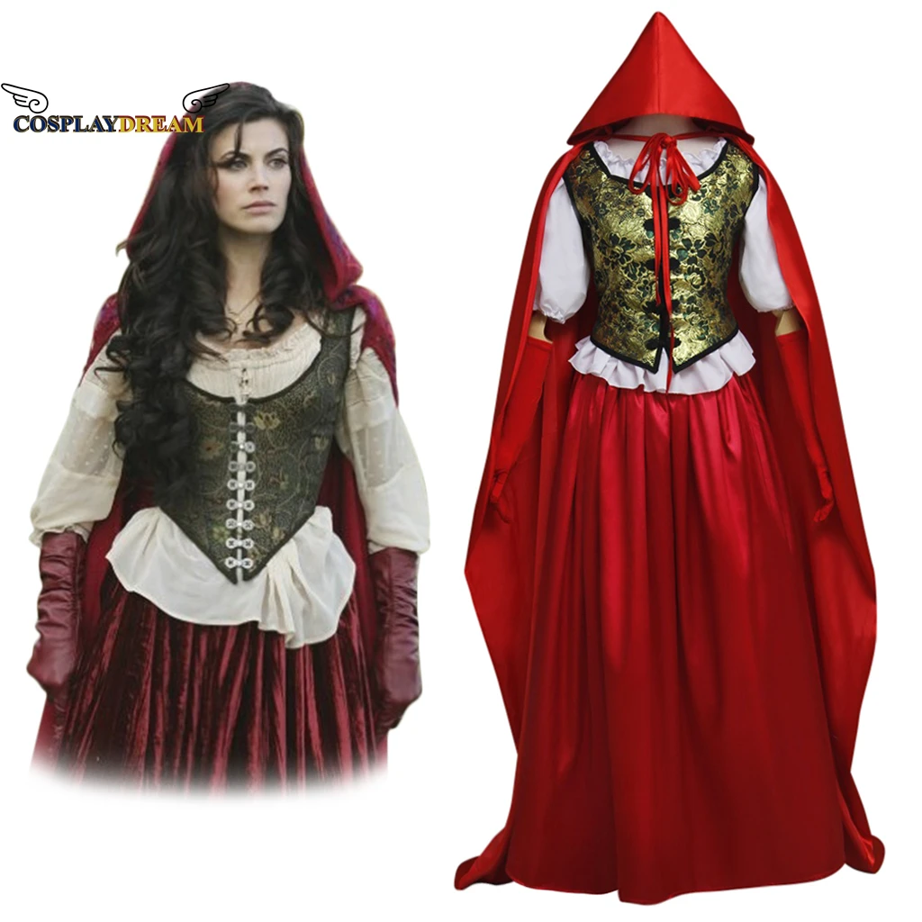 

Once Upon a Time Cosplay Costume Ruby Little Red Riding Hood Cloak Costume Dress Adult Women's Halloween Carnival Costume