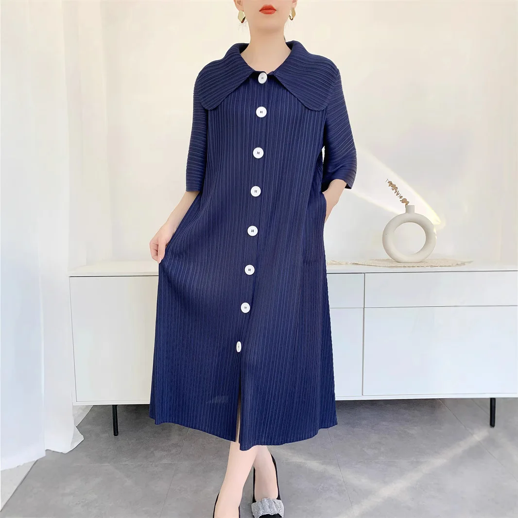 

Miyake Pleated Original Design Dress 2025 New Summer Single-breasted Loose Temperament Casual Wind Cardigan