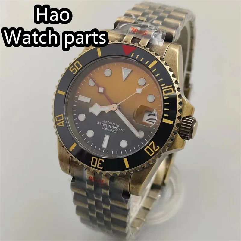 BLIGER 40mm Bronze Dive Watch For Man NH35 Automatic Movement Sapphire Glass Gradient Dial Snow Flake Hands Jubilee Bracelet