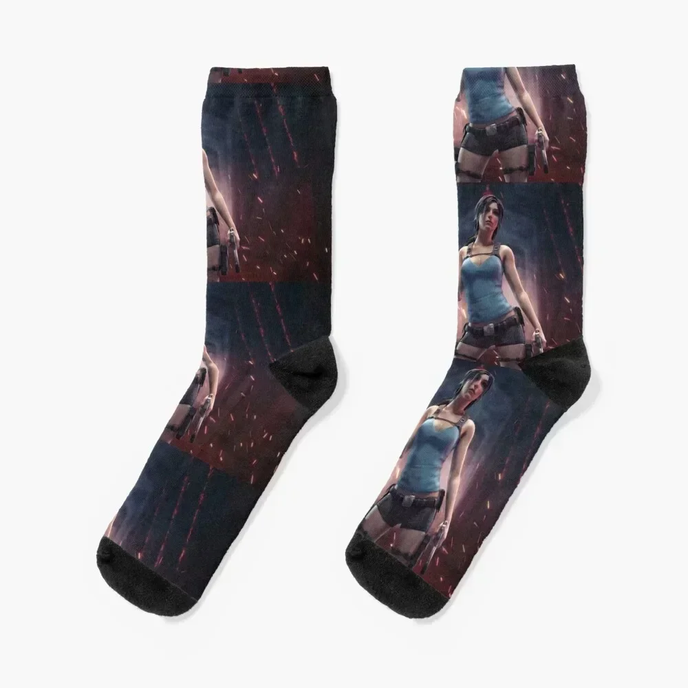 

Tomb Raider Lara Croft Socks hip hop gift colored new year Men Socks Luxury Brand Women's