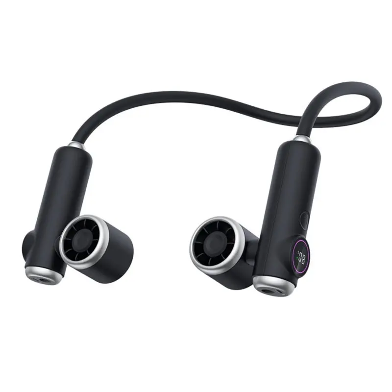 N98R Strong Airflow 4000Mah Portable Neck Fan 5 Speeds USB Rechargeable Bladeless Hands-Free Personal Wearable Fan