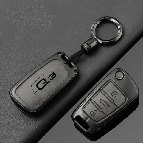 아우디 Q3 8u f3 S 라인 보호 키 커버 키체인 자동차 액세서리용 합금 가죽 자동차 접이식 키 케이스 커버 쉘 홀더