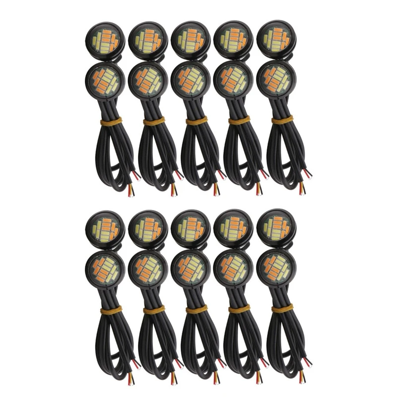 20 Pcs 12V 23Mm Dual Color Switchback 4014 Smd 12 Led Drl Eagle Eye Daytime Light Car Motor Turn Lights