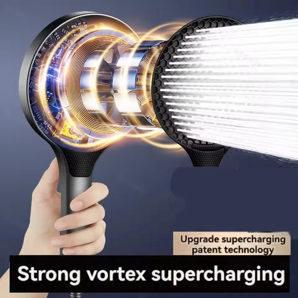 Głowica prysznicowa 15 cm, 3 tryby, ciśnieniowa, wielofunkcyjna, z dużym przepływem, regulowana, wysokociśnieniowa.