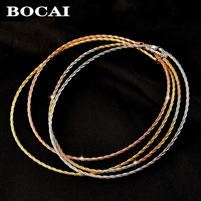 S925 Silver Necklace for Women Italian Craftsmanship DIY Three Color Gold Twisted Rope Fried Dough Twists Collar Fashion Gift