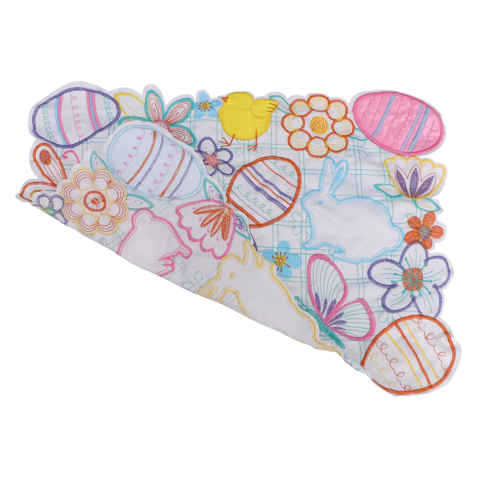 

Easter Egg Placemat Colorful Table Kitchen Decor Rabbit Decoration Decorate Embroidery