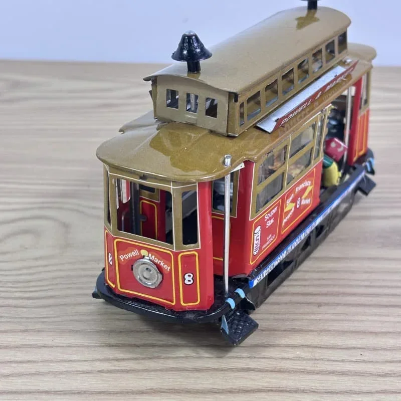 [Funny] Adult Collection Retro Wind up toy Metal Tin Los Angeles trolley Mechanical toy Clockwork toy figures model  kids gift