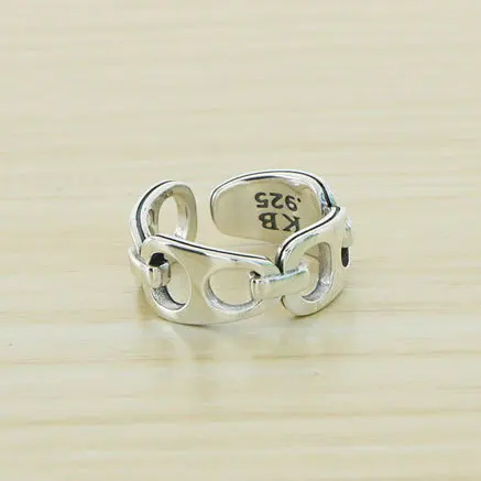 

Japanese and Korean punk S925 sterling silver jewelry creative personality hollow out ring minimalist retro Thai silver men's an