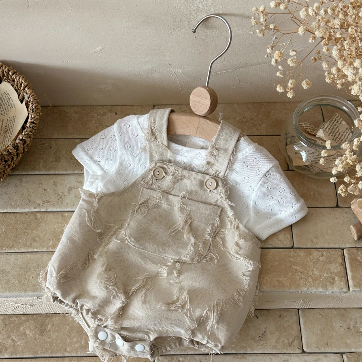 Sommer-Baby-Overall in Braun, bequemer Strampler für 0–18 Monate alte Jungen und Mädchen, kurzärmlige Bodys