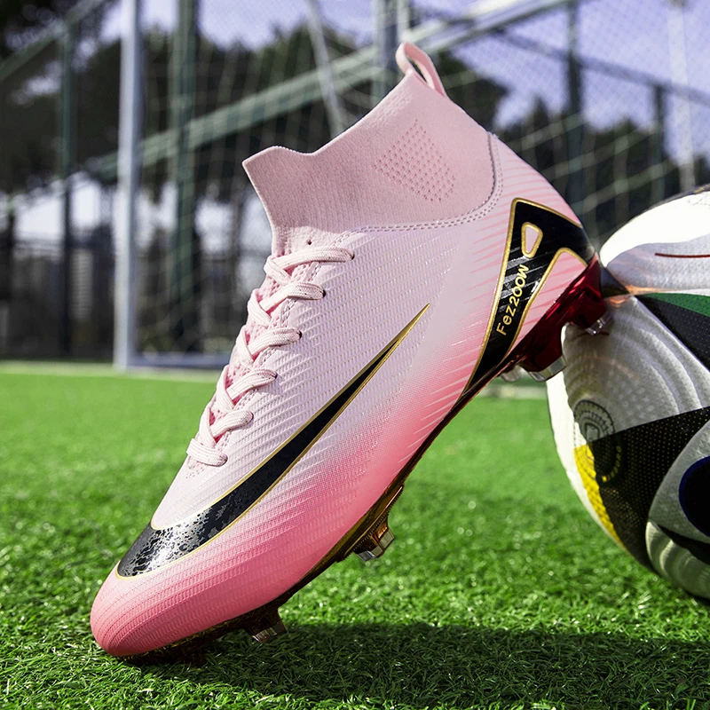 Professional Soccer Shoes TF Broken Nail Teenagers Durable Looking HighTops Training Shoes Adult Outdoors Non Slip FootballShoes