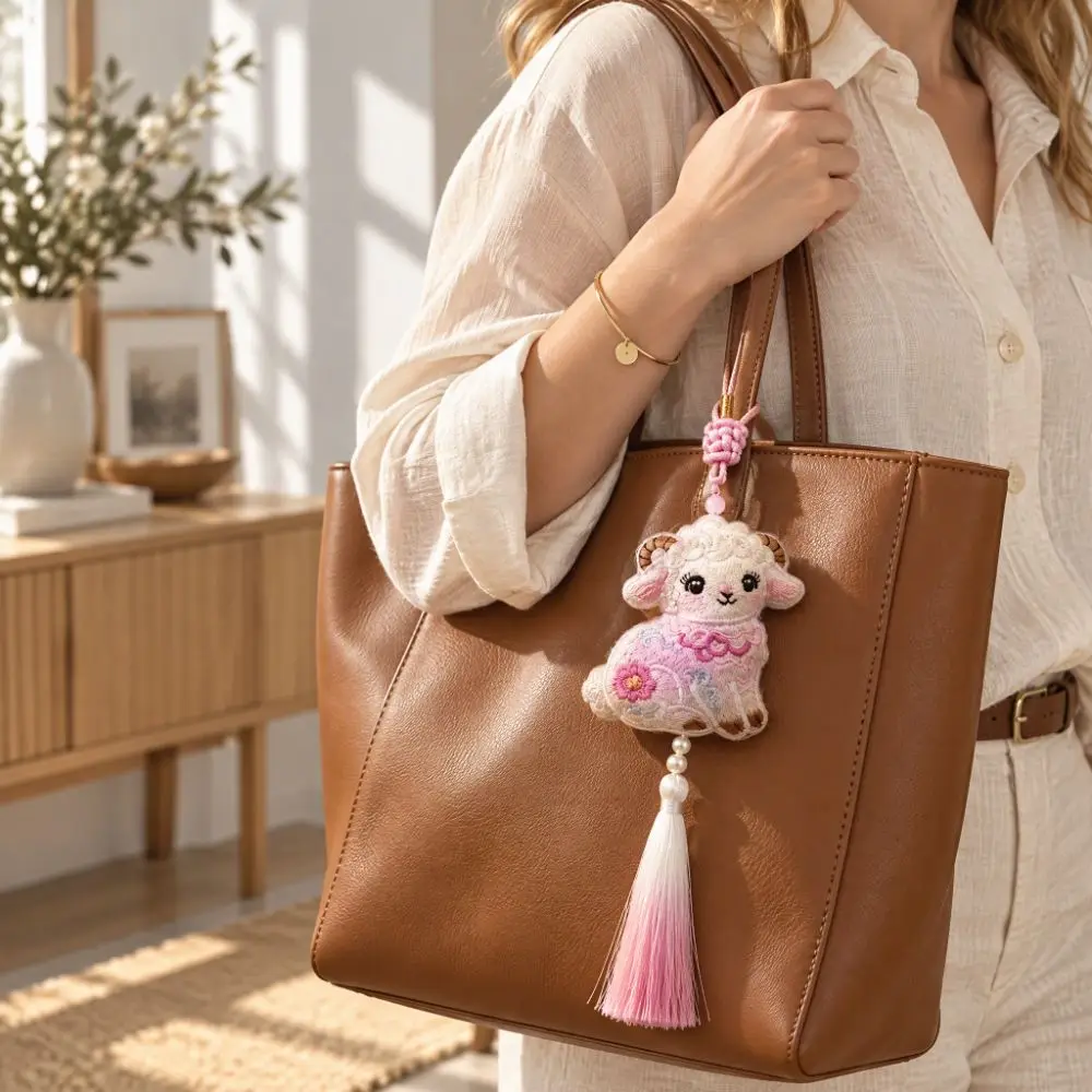 Chinese Style Embroidery Sachet Scented Bag Lamb Ornament Aroma Pouch Zodiac Lamb Charm Traditional Decor Zodiac Sheep Charm