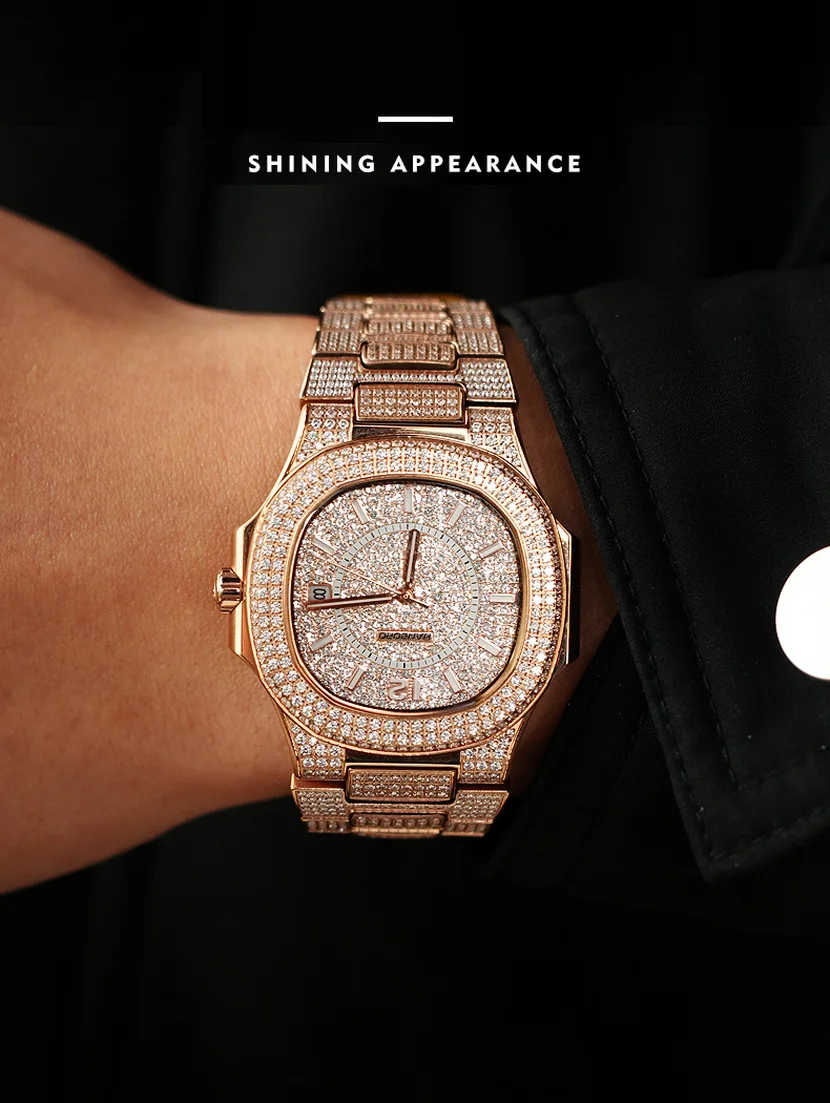 HANBORO Orologio automatico da uomo 38mm Orologio da polso meccanico quadrato Luminoso 5Bar Impermeabile Miyota 8215 Cassa in cristallo