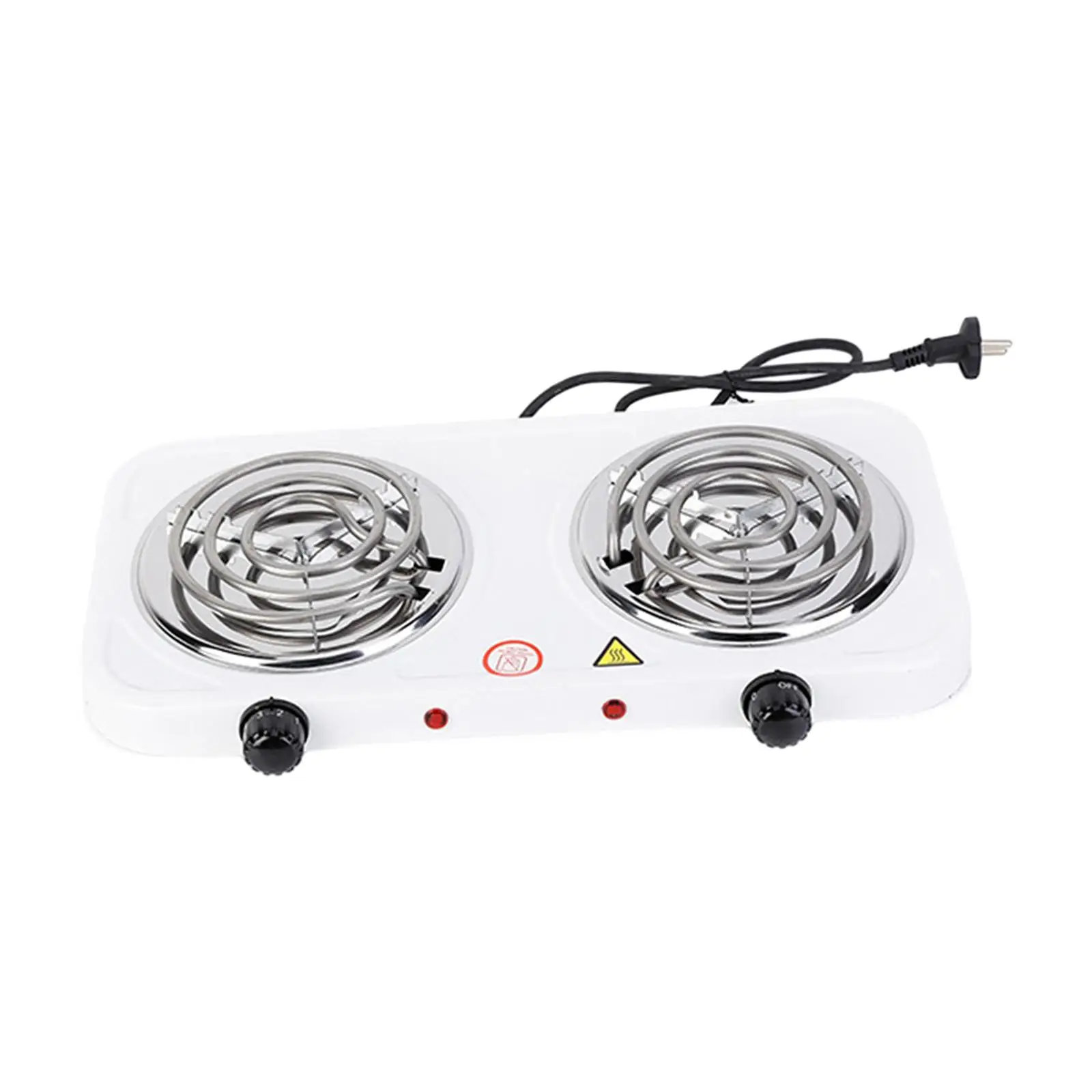 Electric Double Coil Burner Adjustable Temperature for Home, Travel, Outdoor Activities Power Indicator Lights Electric Cooktop