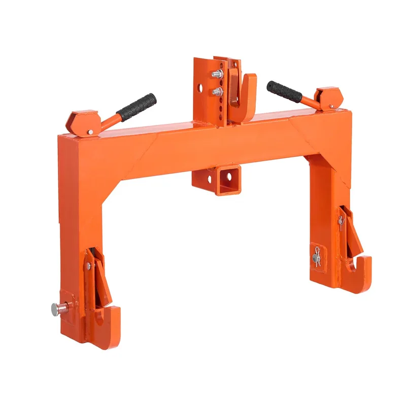 Three-point quick-release with multi-function adapter, no bushing required, lifting capacity 3000 lbs.