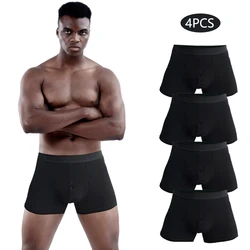 4pcs black Mens Underware Men Boxer shorts Cotton Underwear for man Boxers Sexy Male Underpants Men's Panties Brand