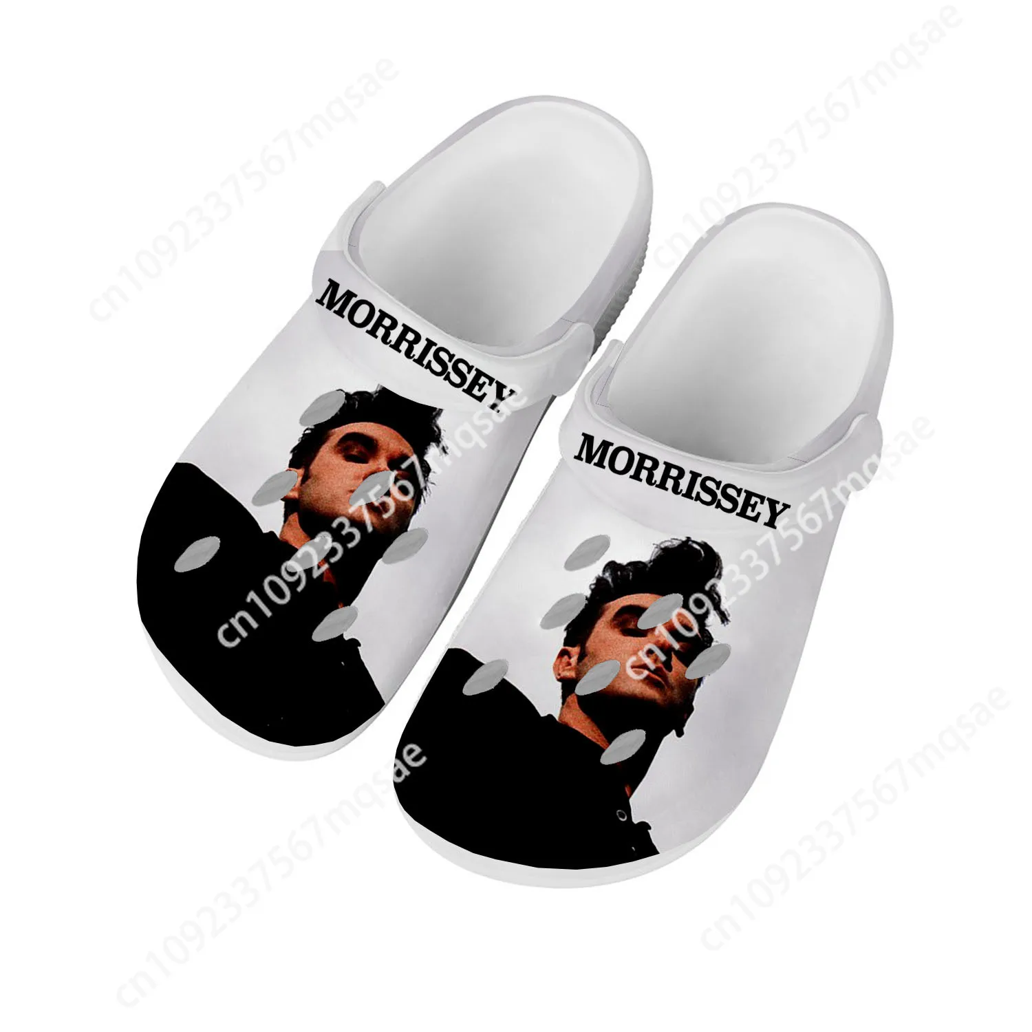 Morrissey Rock Singer Home Klompen Op Maat Gemaakte Waterschoenen Heren Dames Tiener Schoentuin Verstopping Ademende Strandgat Slippers Wit