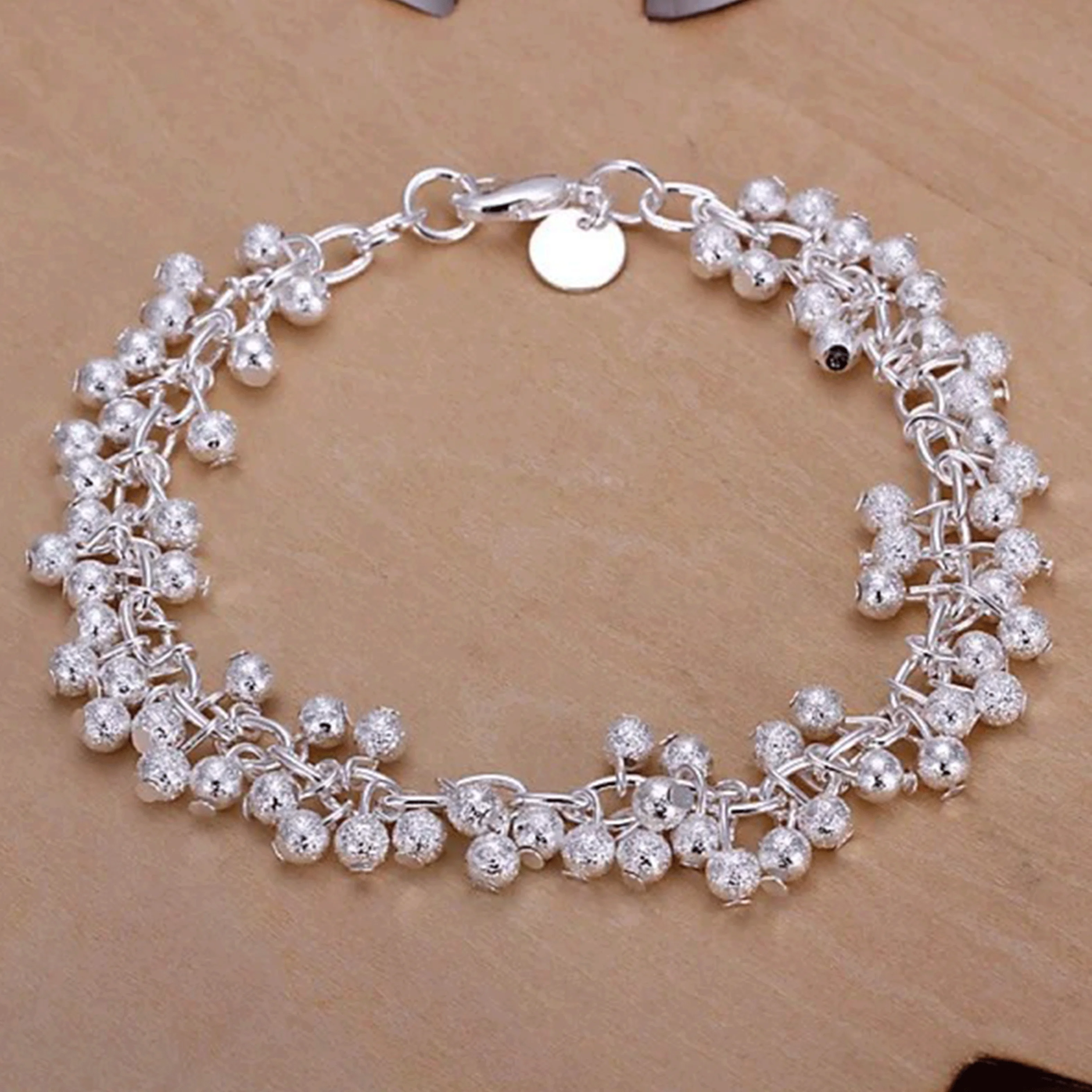 Fashion Popular Product 925 Sterling Silver Jewelry Charm Women Chain Beads Grapes Bracelet Free Shipping Hot Sale Cute Gift