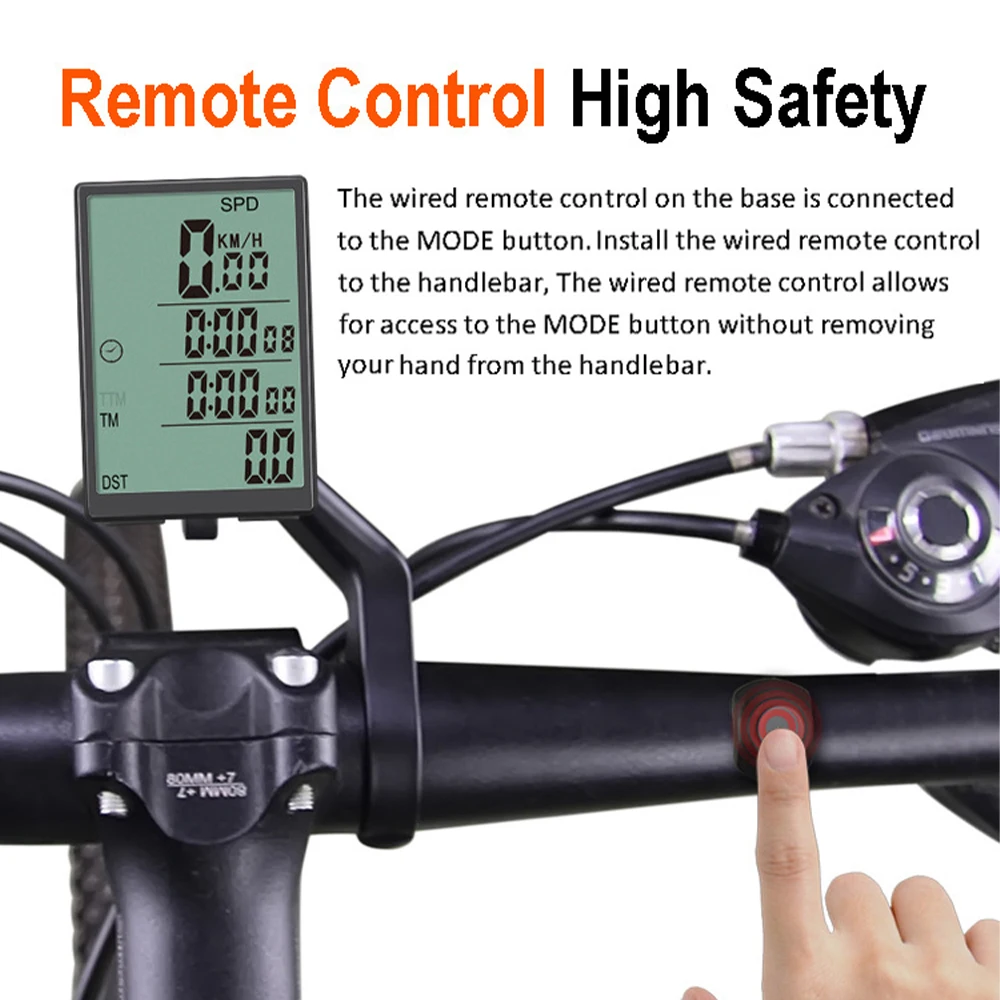 Bicycle Computer Wireless Bike Computer Waterproof Drop-resistant Properties Speedometer w Green LCD Backlight Bike Accessories