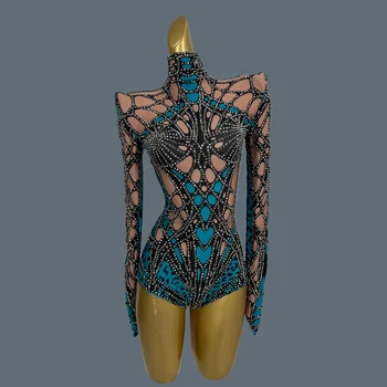 Pantalones cortos sexis de cintura alta con diamantes de imitación para fiesta, Bar, espectáculo, disfraz de actuación, mono de lujo con diamantes, ropa negra para discoteca para niñas, Chongdong