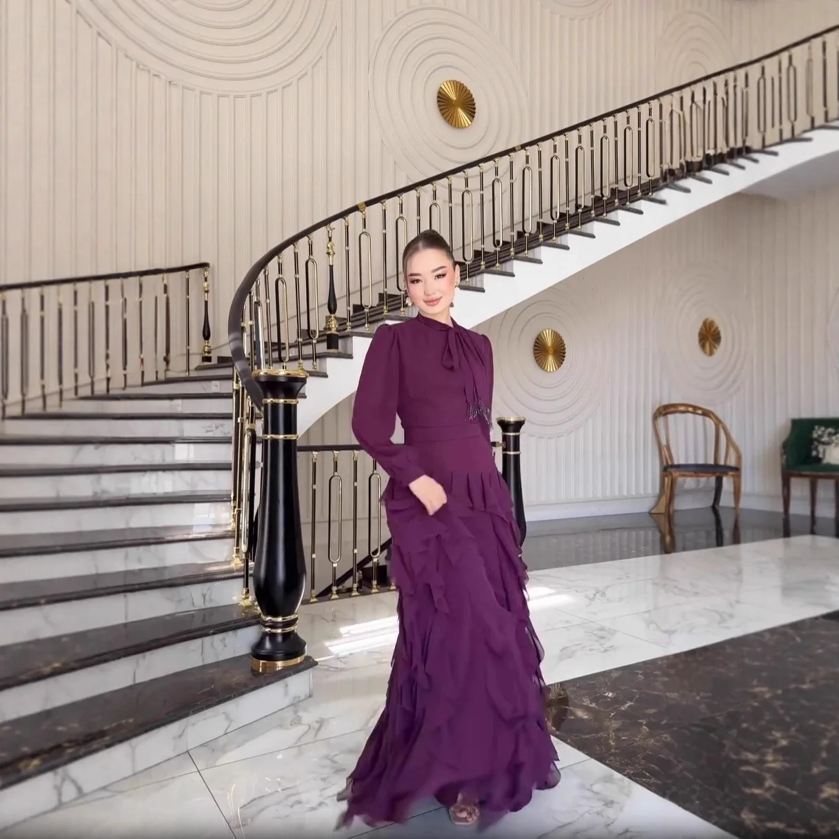 Long Dress Women Dresses A Line Vestidos V Neck Lace Up Lantern Sleeve Ruffled Elegant Splice Gown Y2k Streetwear Slim Fit 2026