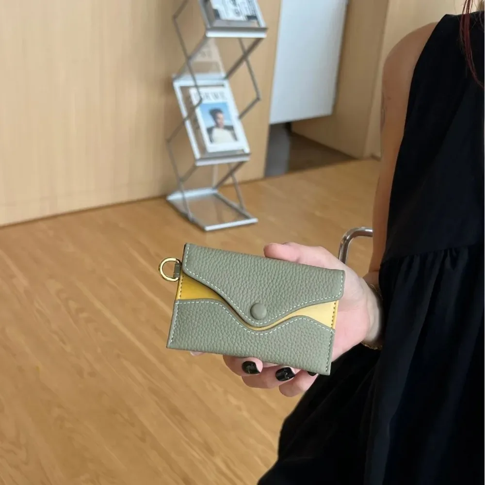 Luxury Wallet For Women Cowhide Card  With Strap Envelope Colorful Coin Purse Woman Casual Card Bag Fashion Card Holder Gift