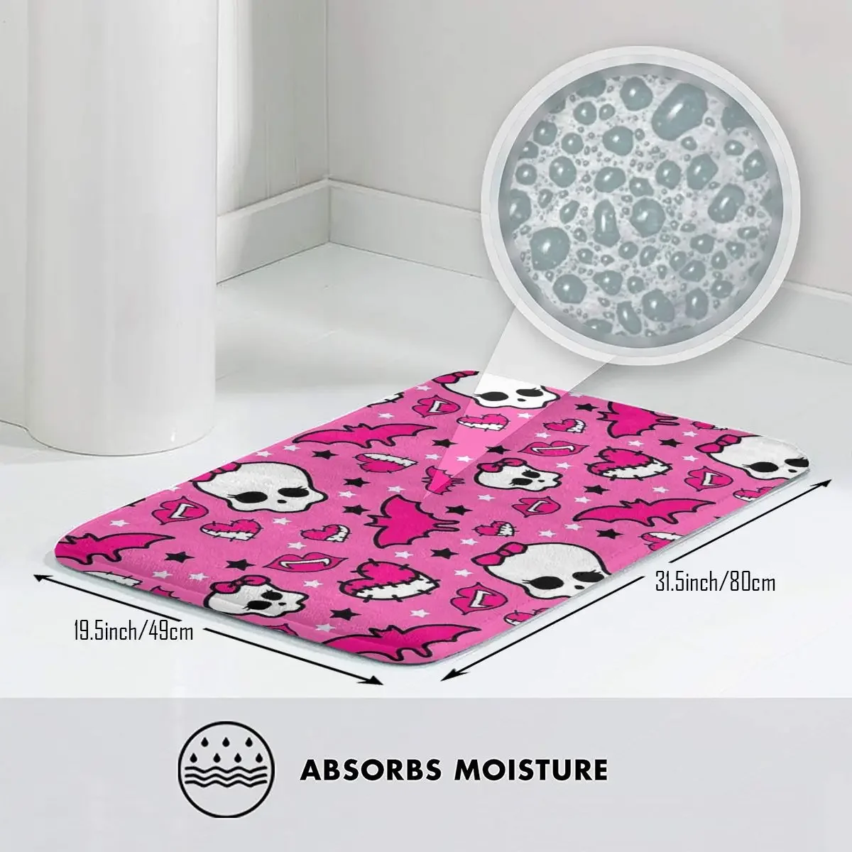 

Monster High Pretty Pink Pattern Doormat Rug Carpet Mat Footpad Polyester Non-slip Entrance Kitchen Bedroom Balcony Toilet