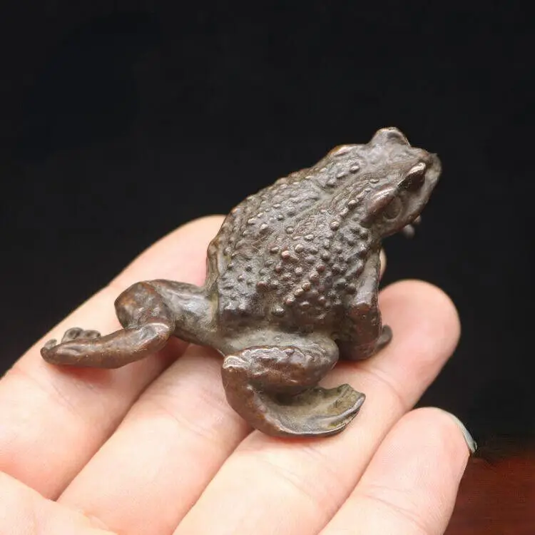 Antique Bronze Antique Battered Brass Gold Toad Tea Pet