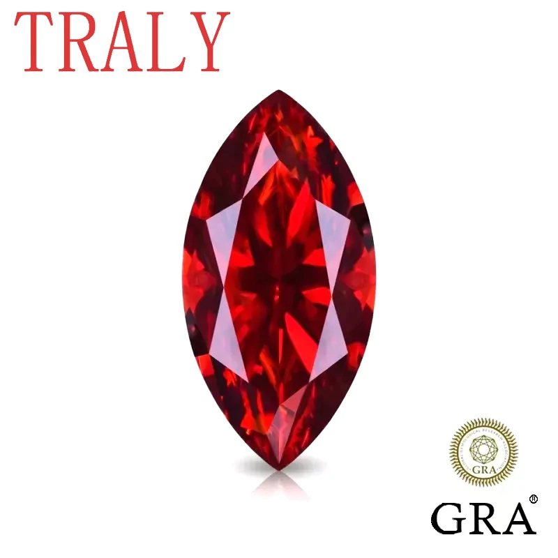 

Pomegranate Red Plated Mosonite Naked Stone Horse Eye 1Ct to 3CtD Color VVS Tested with GRA Certificate Tester