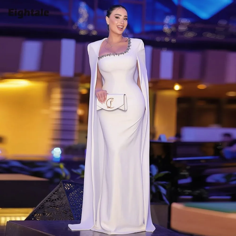 Suknia wieczorowa Eightale w stylu arabskim, dekolt okrągły, zdobiona koralikami, suknia balowa, szyta na miarę, krótkie rękawki, suknia na przyjęcie weselne, suknia syrena, suknia wieczorowa.